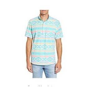 New Chubbies En Fuegos Short Sleeve PopOver 1/4 Button Down Small Western Shirt